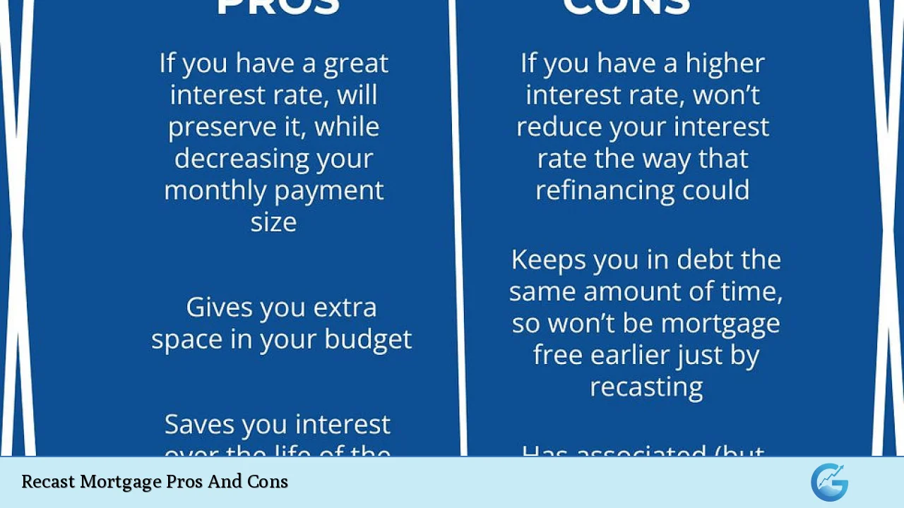 Recast Mortgage Pros And Cons